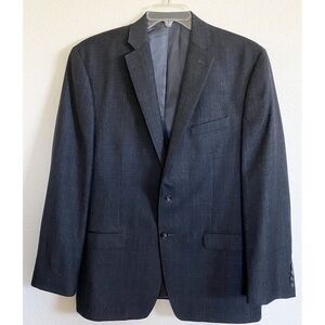 Calvin Klein Sport Coat Mens 42R Charcoal Gray Excellent Wool Plaid Blazer